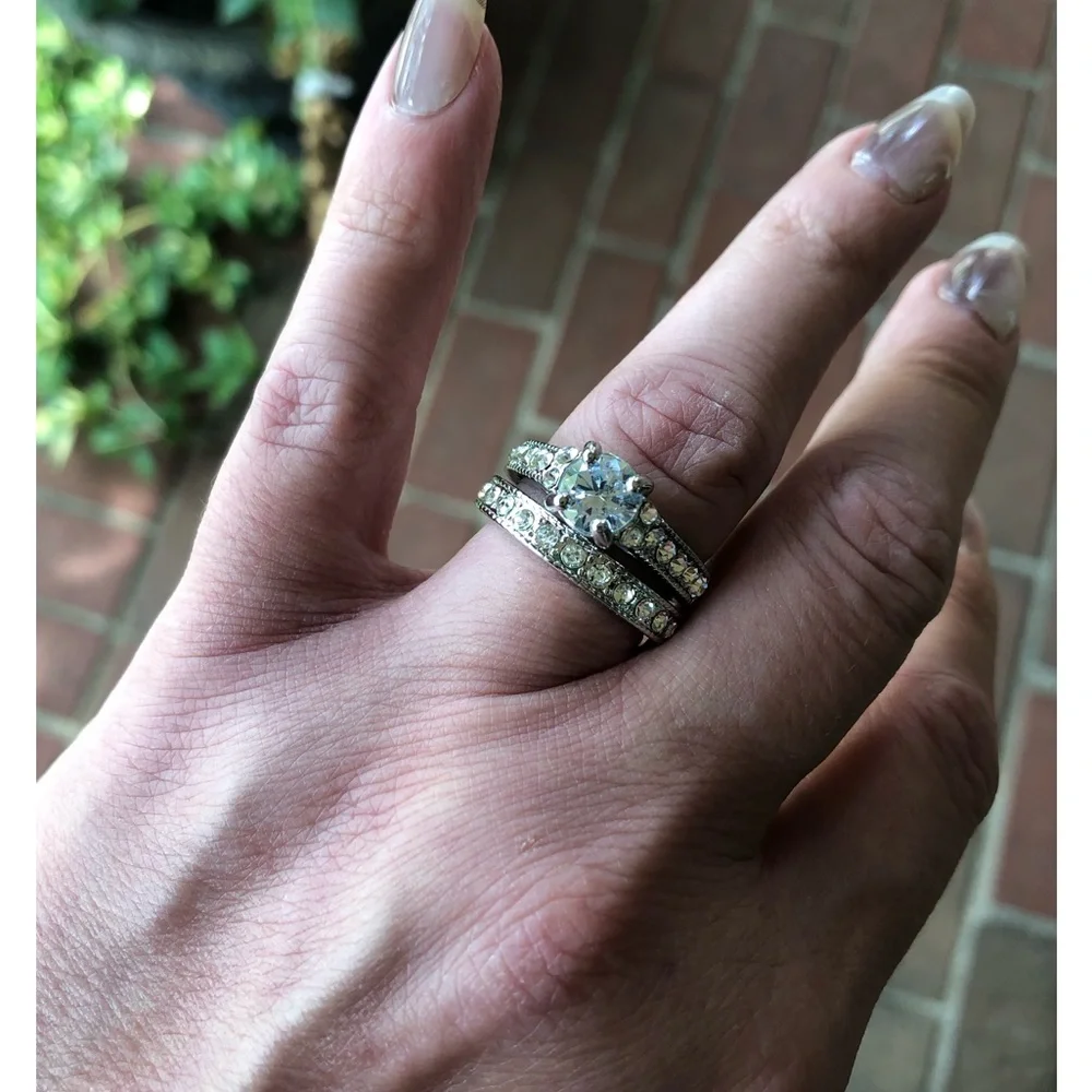 Bridal Set; Anniversary Set; Cubic Zirconium; Size 6 & Size 8 Available - Picture 4 of 11